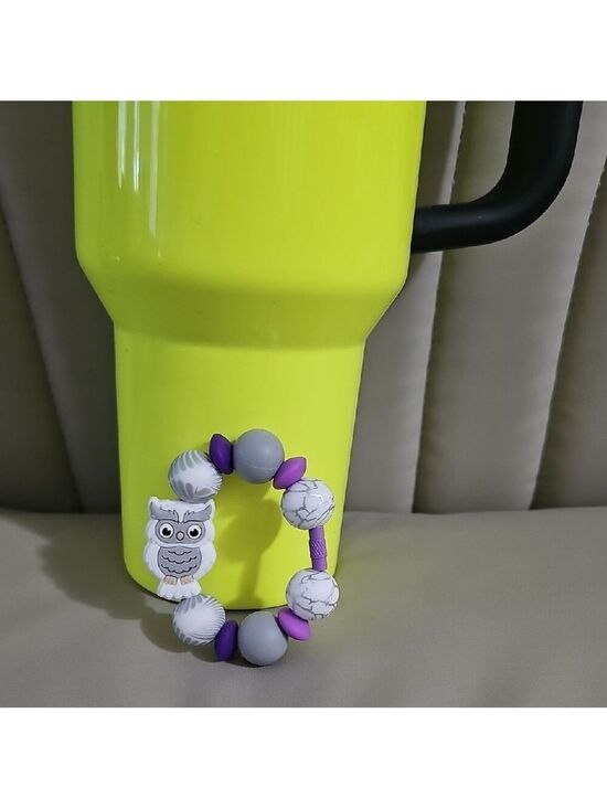 homemade Other - Grey Owl Tumbler Charm With Purple Accents